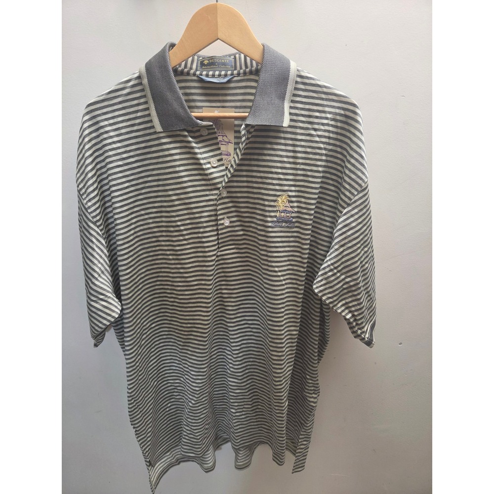 Descente Bali Hai Golf Club Polo Shirt Mens XL Striped Egyptian Cotton New